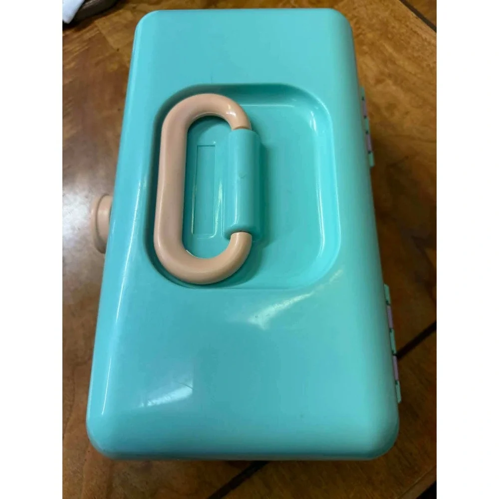 Vtg Caboodles On-The-Go Girl Teal Purple Makeup Case Organizer Mirror Model 5626
